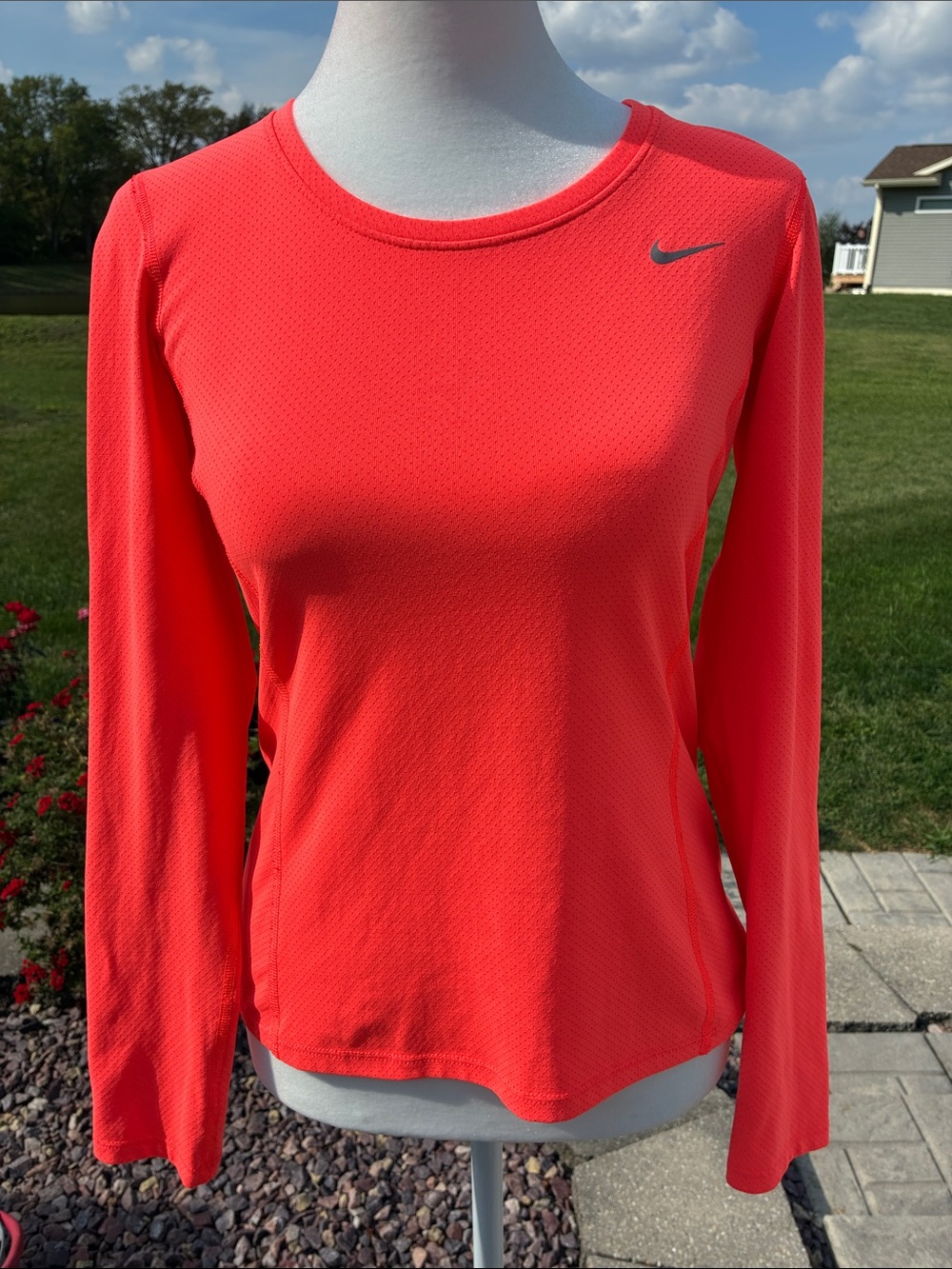 Nike Women's Long-Sleeve Neon Orange Performance Top